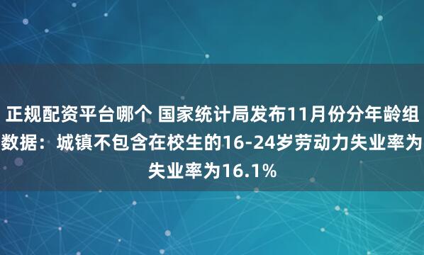 正规配资平台哪个 国家统计局发布11月份分年龄组失业率数据：城镇不包含在校生的16-24岁劳动力失业率为16.1%