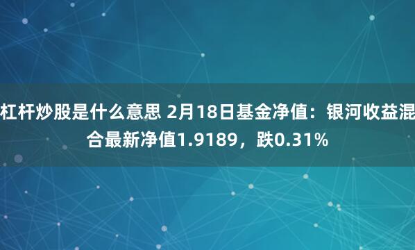 杠杆炒股是什么意思 2月18日基金净值：银河收益混合最新净值1.9189，跌0.31%