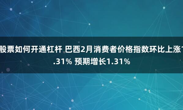 股票如何开通杠杆 巴西2月消费者价格指数环比上涨1.31% 预期增长1.31%